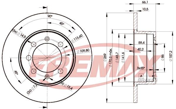 FREMAX BD-4575: Piduriketas Ø: 269mm, täis, Ø: 269mm, Premium Black Carbon +