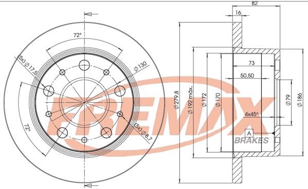 FREMAX BD-4696: Féktárcsa Ø: 280mm, tele, Ø: 280mm, bevonatolt, részben bevont, Premium Black Carbon +