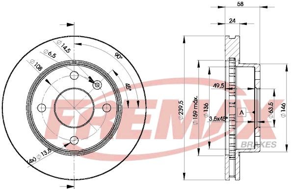 FREMAX BD-4844: Bromsskiva Ø: 239mm, ventilerad, Ø: 239mm, Premium Black Carbon +