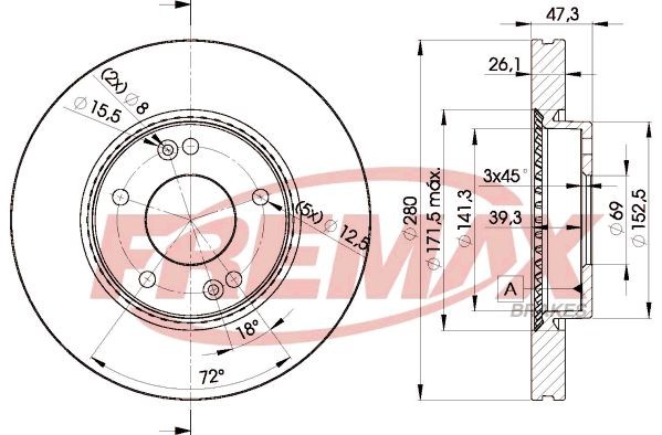 FREMAX BD-5171: Tarcza hamulcowa Ø: 280[mm], wentylowany, Ø: 280[mm], pokryty, Premium Black Carbon +