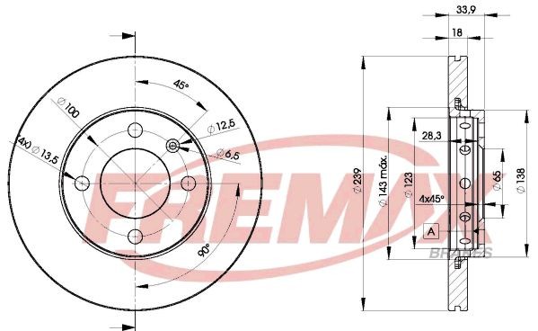 FREMAX BD-5303: Brzdový kotouč R: 239mm, větráno, R: 239mm, nátěr, Premium Black Carbon +