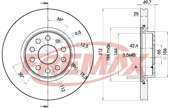 FREMAX BD-5618: Piduriketas Ø: 312mm, õhutusega, Ø: 312mm, kaetud, osalise kattekihiga, Premium Black Carbon +