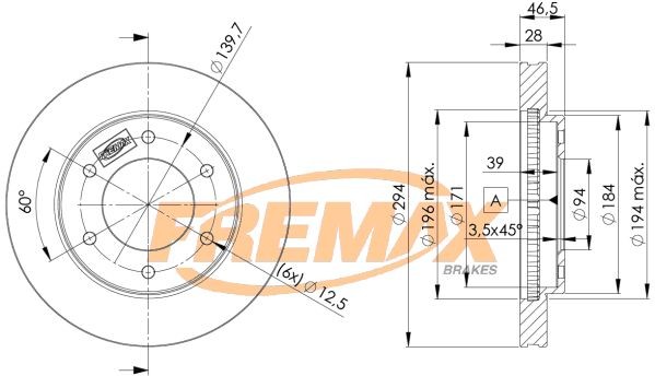 FREMAX BD-7019: Bremseskive Ø: 294mm, ventileret, Ø: 294mm, coatet, Premium Black Carbon +