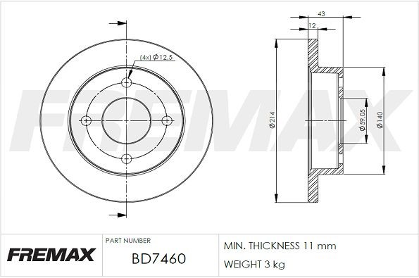 FREMAX BD-7460: Piduriketas Ø: 214mm, täis, Ø: 214mm, Premium Black Carbon +