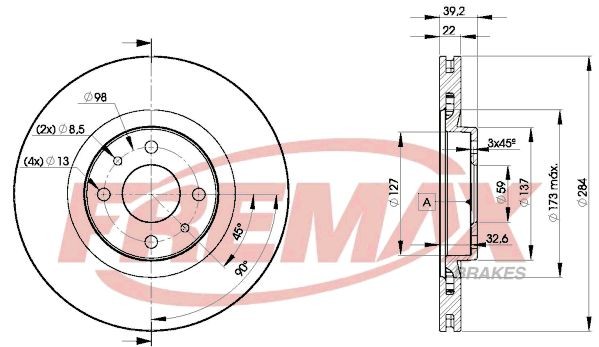 FREMAX BD-7947: Piduriketas Ø: 284mm, õhutusega, Ø: 284mm, kaetud, Premium Black Carbon +