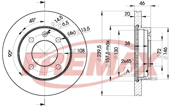 FREMAX BD-7968: Piduriketas Ø: 239mm, õhutusega, Ø: 239mm, Premium Black Carbon +