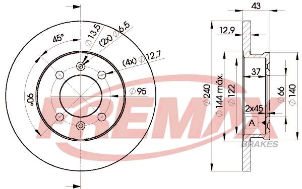 FREMAX BD-8405: Δισκόπλακα Ø: 240mm, πλήρες, Ø: 240mm, με επίστρωση, Premium Black Carbon +