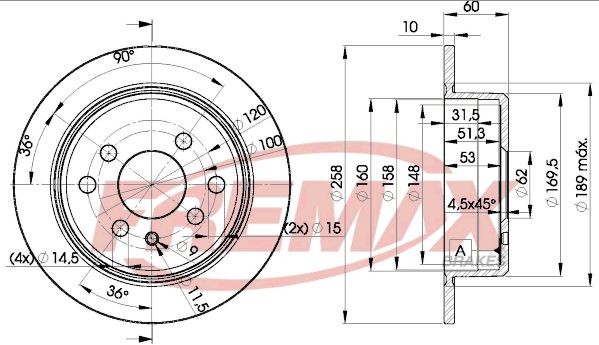 FREMAX BD-9581: Bromsskiva Ø: 258mm, full, Ø: 258mm, Premium Black Carbon +