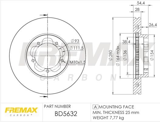 FREMAX BD-5632: Brzdový kotouč R: 280mm, větráno, R: 280mm, nátěr, částečně povrstvený, Premium Black Carbon +