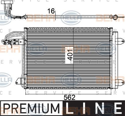 BEHR HELLA SERVICE 8FC 351 301-041: Kondensor, klimatanläggning med avfuktare, BEHR HELLA SERVICE *** PREMIUM LINE ***