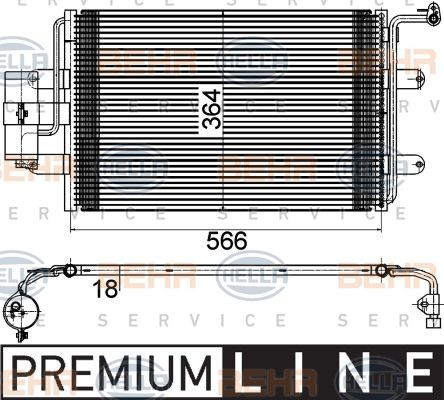 BEHR HELLA SERVICE 8FC 351 036-381: Kondensor, klimatanläggning med avfuktare, BEHR HELLA SERVICE *** PREMIUM LINE ***