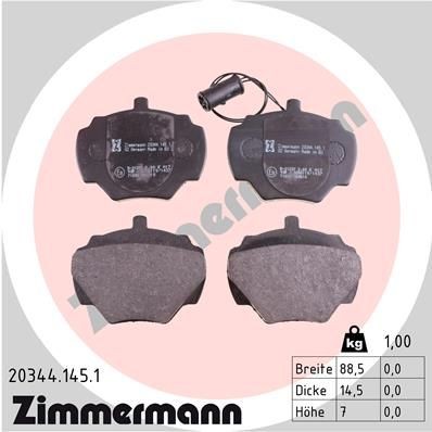 ZIMMERMANN 20344.145.1: Stabdžių kaladėlės Nuotrauka atitinka pristatytą prekę