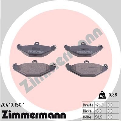ZIMMERMANN 20410.150.1: Juego de pastillas de freno Foto correspondiente a la entrega