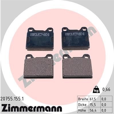 ZIMMERMANN 20755.155.1: Plăcuțe de frână Fotografia corespunde volumului livrării