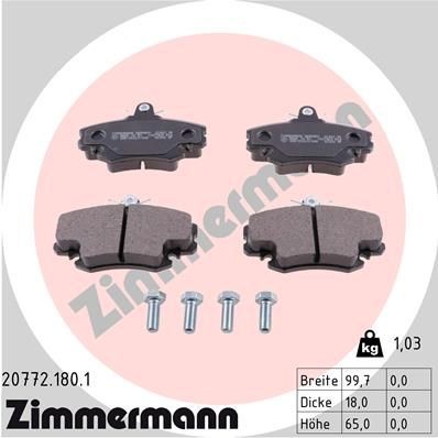 ZIMMERMANN 20772.180.1: Juego de pastillas de freno Foto correspondiente a la entrega, con tornillos