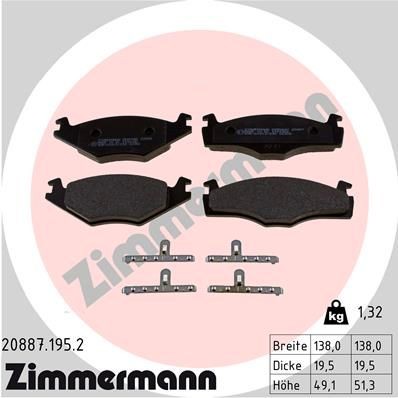 ZIMMERMANN 20887.195.2: Juego de pastillas de freno con muelle, Foto correspondiente a la entrega