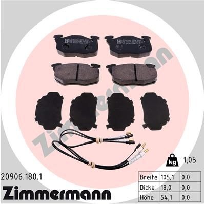 ZIMMERMANN 20906.180.1: Fékbetét készlet, tárcsafék Kép megfelel a szállítási terjedelemnek