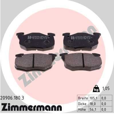 ZIMMERMANN 20906.180.3: Sada brzdových destiček, kotoučová brzda Foto odpovídá rozsahu dodávky