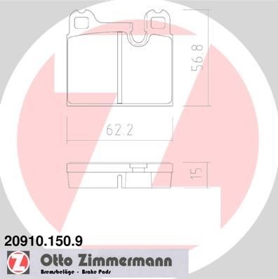 ZIMMERMANN 20910.150.9: Stabdžių kaladėlės pb:z Nuotrauka atitinka pristatytą prekę