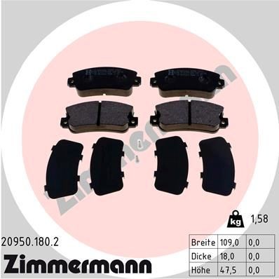 ZIMMERMANN 20950.180.2: Τακάκια φρένων Η φωτογραφία αντιστοιχεί στο σύνολο στοιχείων παράδοσης