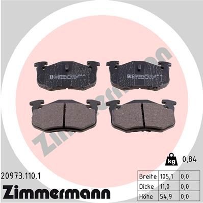 ZIMMERMANN 20973.110.1: Plăcuțe de frână Fotografia corespunde volumului livrării