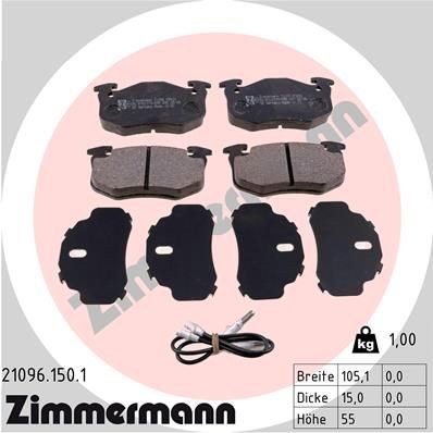 ZIMMERMANN 21096.150.1: Sada brzdových destiček, kotoučová brzda Foto odpovídá rozsahu dodávky