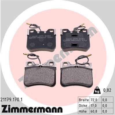 ZIMMERMANN 21179.170.1: Fékbetét készlet, tárcsafék