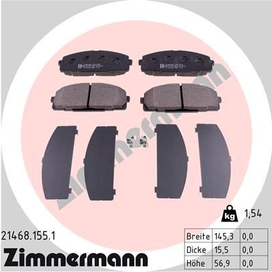 ZIMMERMANN 21468.155.1: Stabdžių kaladėlės Nuotrauka atitinka pristatytą prekę