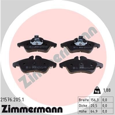 ZIMMERMANN 21576.205.1: Piduriklotsid Foto vastab tarnekomplektile