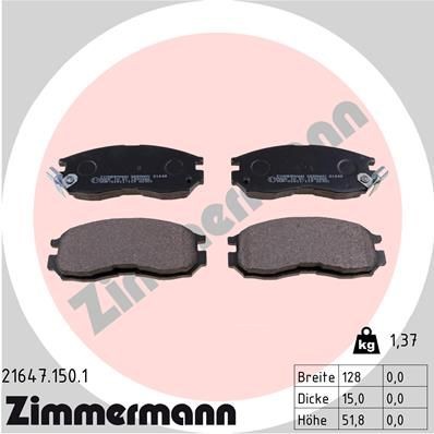 ZIMMERMANN 21647.150.1: Fékbetét készlet, tárcsafék Kép megfelel a szállítási terjedelemnek