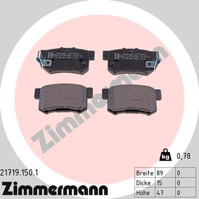 ZIMMERMANN 21719.150.1: Sada brzdových destiček, kotoučová brzda Foto odpovídá rozsahu dodávky