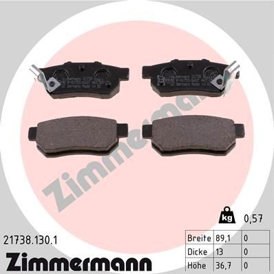 ZIMMERMANN 21738.130.1: Kit pastiglie freni La foto corrisponde al volume di fornitura