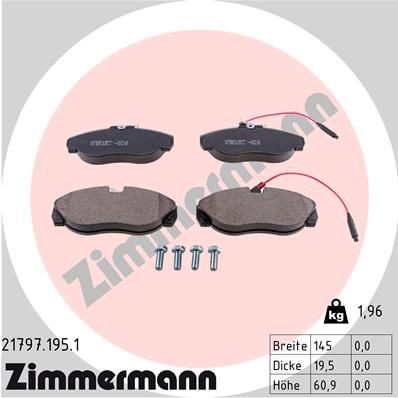 ZIMMERMANN 21797.195.1: Plaquettes de frein La photo correspond au contenu de la livraison, avec vis/boulons