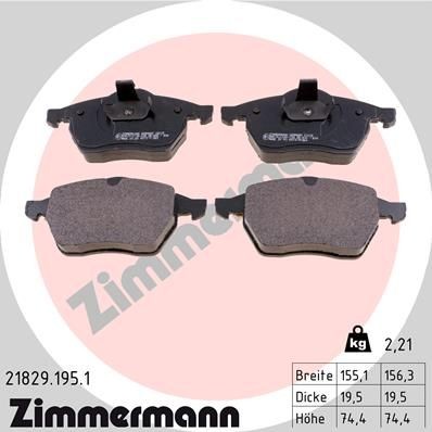 ZIMMERMANN 21829.195.1: Sada brzdových destiček, kotoučová brzda Foto odpovídá rozsahu dodávky