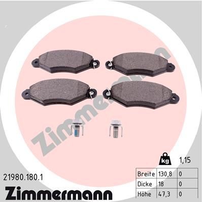 ZIMMERMANN 21980.180.1: Plăcuțe de frână Fotografia corespunde volumului livrării, cu suruburi