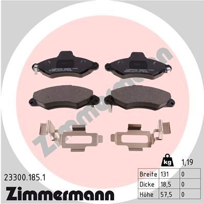 ZIMMERMANN 23300.185.1: Piduriklotsid Foto vastab tarnekomplektile, koos vedruga