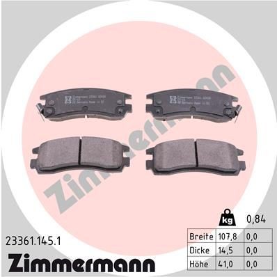 ZIMMERMANN 23361.145.1: Bremseklodser Billede svarer til leveringsomfang