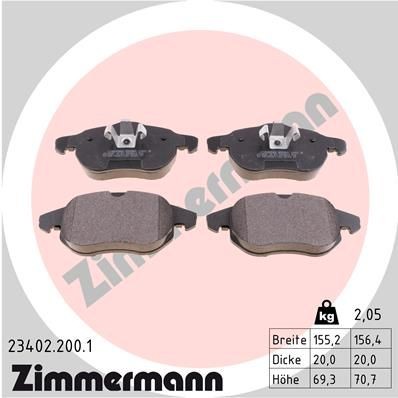 ZIMMERMANN 23402.200.1: Fékbetét készlet, tárcsafék Kép megfelel a szállítási terjedelemnek