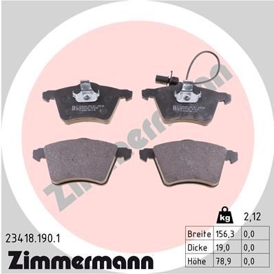 ZIMMERMANN 23418.190.1: Stabdžių kaladėlės Nuotrauka atitinka pristatytą prekę
