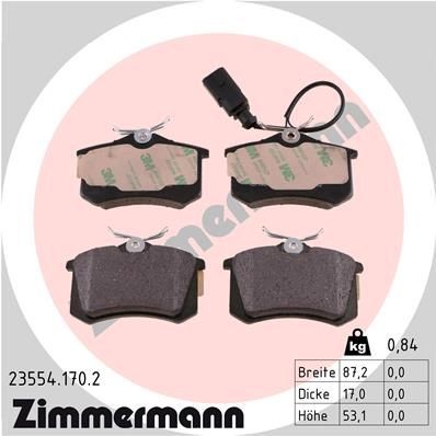 ZIMMERMANN 23554.170.2: Juego de pastillas de freno Foto correspondiente a la entrega