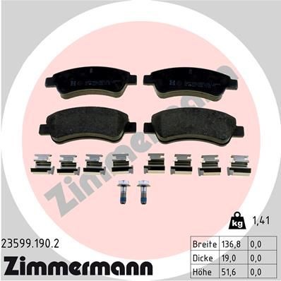 ZIMMERMANN 23599.190.2: Bremseklodser Billede svarer til leveringsomfang, med fjeder, med skruer