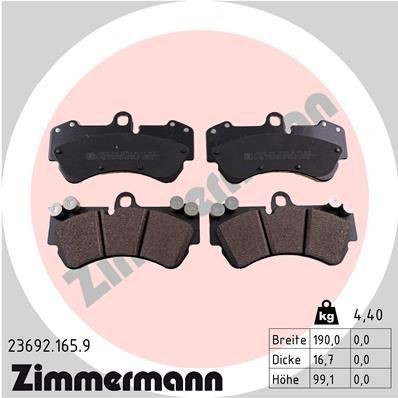 ZIMMERMANN 23692.165.9: Stabdžių kaladėlės pb:z Nuotrauka atitinka pristatytą prekę
