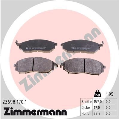 ZIMMERMANN 23698.170.1: Stabdžių kaladėlės Nuotrauka atitinka pristatytą prekę