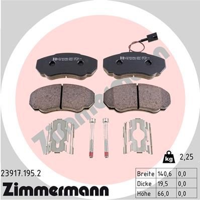 ZIMMERMANN 23917.195.2: Fékbetét készlet, tárcsafék Kép megfelel a szállítási terjedelemnek, Rugóval, csavarokkal