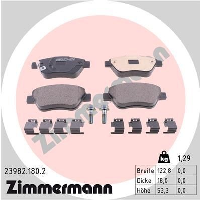 ZIMMERMANN 23982.180.2: Stabdžių kaladėlės Nuotrauka atitinka pristatytą prekę, su spyruokle, su varžtais