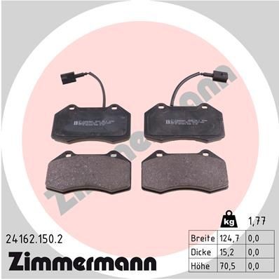 ZIMMERMANN 24162.150.2: Stabdžių kaladėlės Nuotrauka atitinka pristatytą prekę