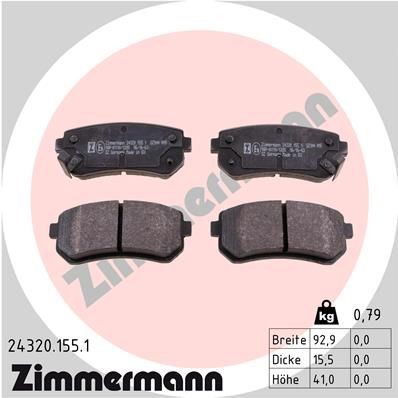ZIMMERMANN 24320.155.1: Sada brzdových destiček, kotoučová brzda Foto odpovídá rozsahu dodávky