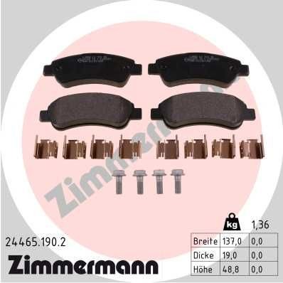 ZIMMERMANN 24465.190.2: Sada brzdových destiček, kotoučová brzda Foto odpovídá rozsahu dodávky, s pružinou, se šrouby