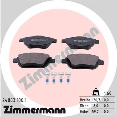 ZIMMERMANN 24883.180.1: Juego de pastillas de freno Foto correspondiente a la entrega, con tornillos