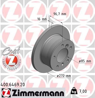 ZIMMERMANN 400.6469.20: Piduriketas Ø: 272mm, täis, Ø: 272mm, kaetud COAT Z
